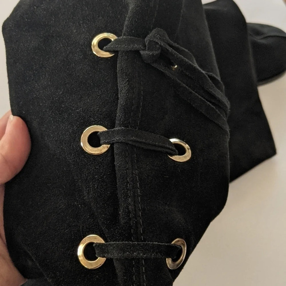 Jimmy Choo suede winter fur lined back tie slouchy mid shin Boot New - Picture 8 of 12